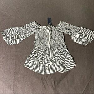 Abercrombie, XS, Black and White Striped Blouse